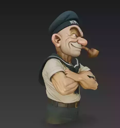 Cartoon Sailor Bust 3D Model -Stylized Character Sculpture
