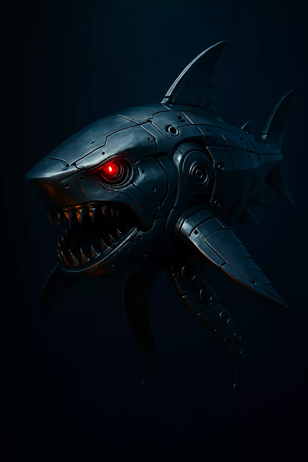Cybernetic Shark - Futuristic Mecha Creature 3D Model 3D print model