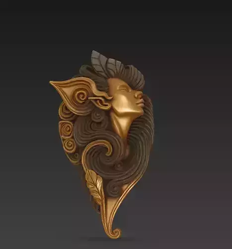 Fantasy Elf Woman Bust 3D Model-Ornamental Golden Sculpture 3D print model