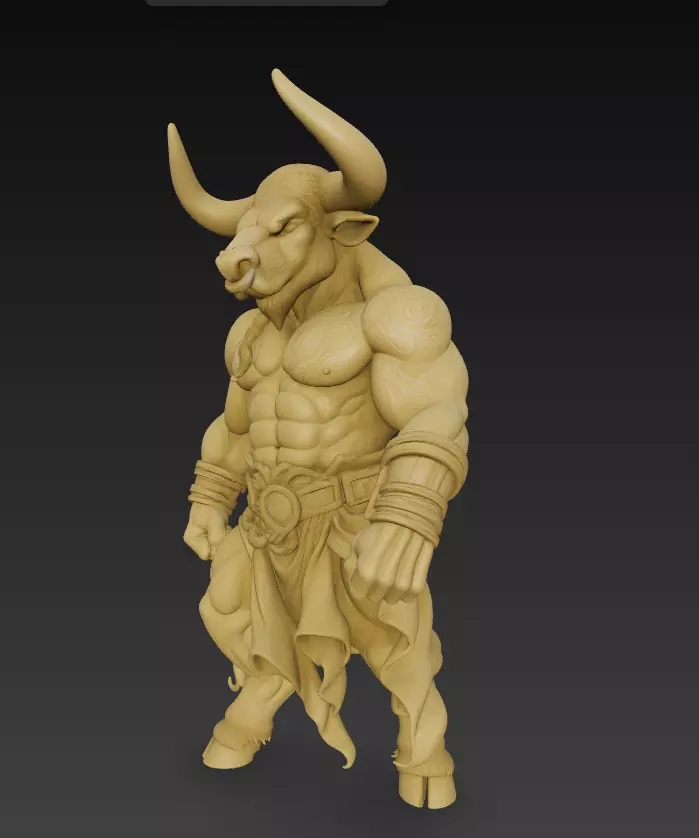 Minotaur Warrior 3D Model - Mythical Creature Sculpture 3D print model_0