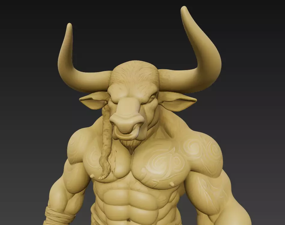 Minotaur Warrior 3D Model - Mythical Creature Sculpture 3D print model_5
