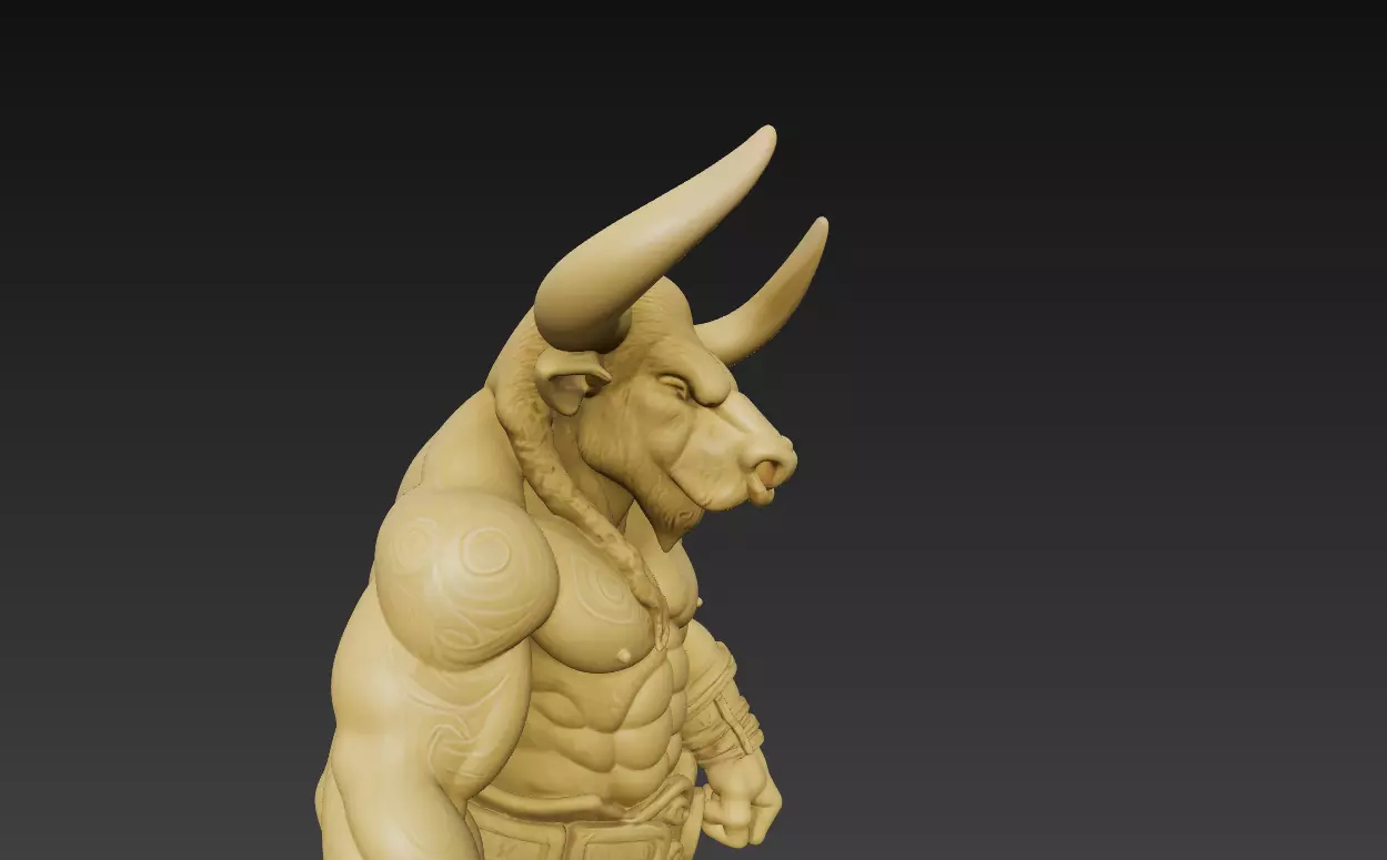 Minotaur Warrior 3D Model - Mythical Creature Sculpture 3D print model_7