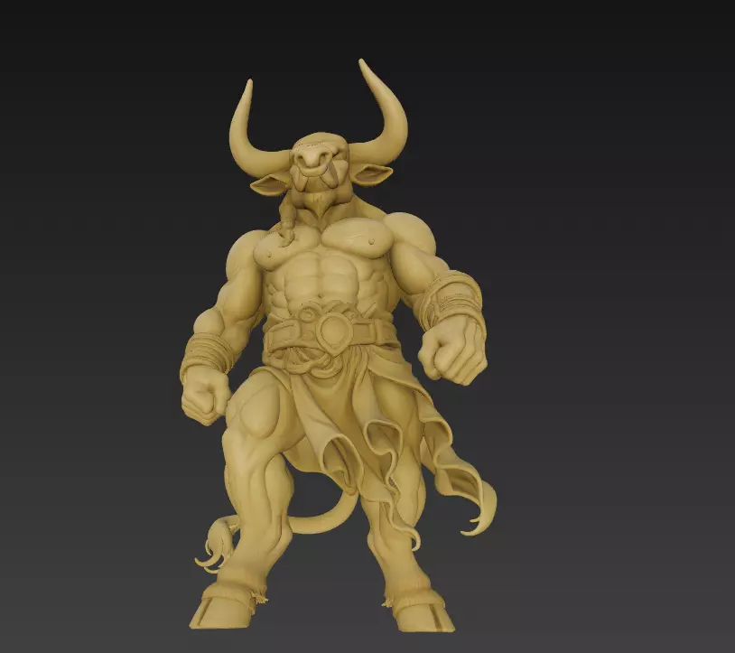 Minotaur Warrior 3D Model - Mythical Creature Sculpture 3D print model_3