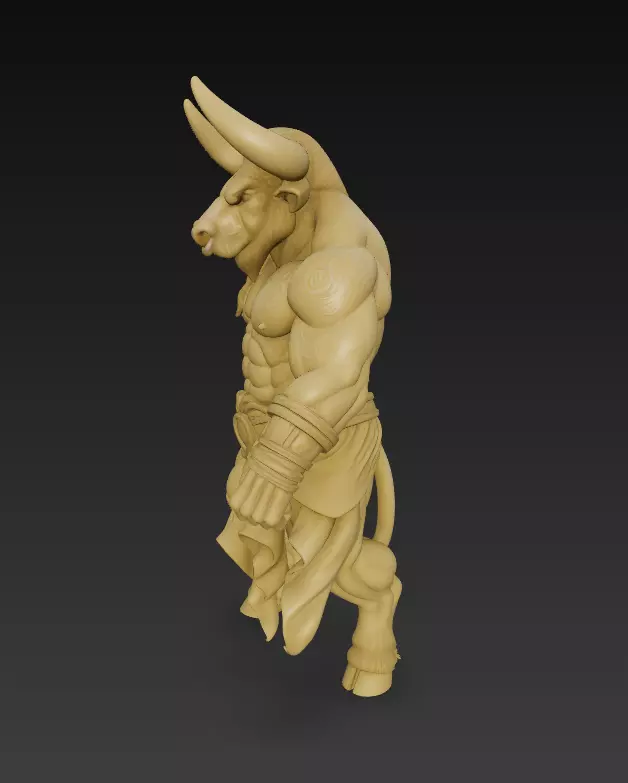 Minotaur Warrior 3D Model - Mythical Creature Sculpture 3D print model_4