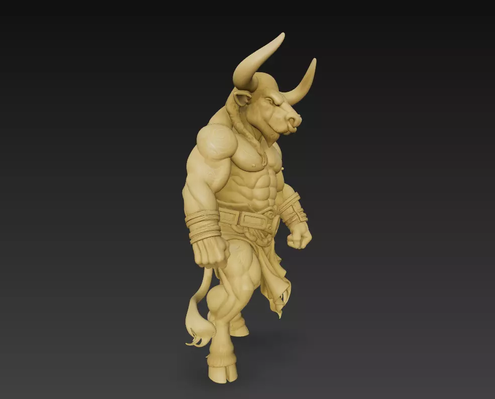 Minotaur Warrior 3D Model - Mythical Creature Sculpture 3D print model_2