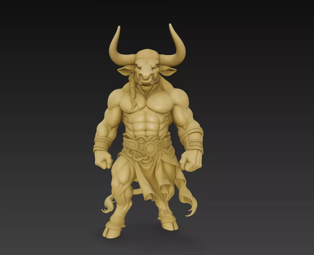 Minotaur Warrior 3D Model - Mythical Creature Sculpture 3D print model_1