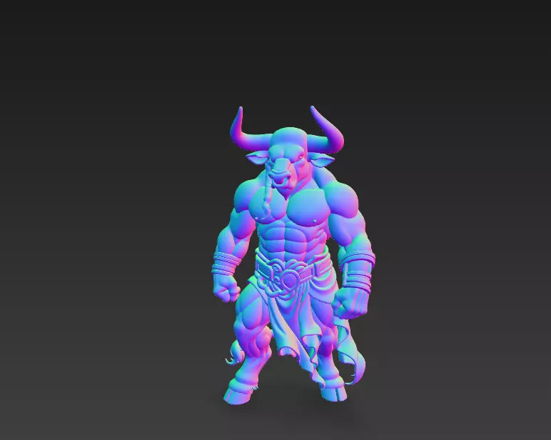 Minotaur Warrior 3D Model - Mythical Creature Sculpture 3D print model_8