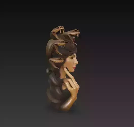 Medusa Snake Hair Bust - Stylized 3D Model for Print - CGI 3D print model