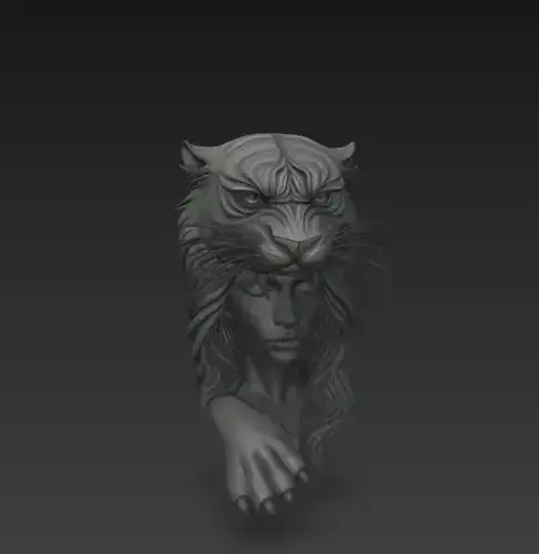 Lion Woman Bust - Fantasy Sculpture 3D Model 3D print model
