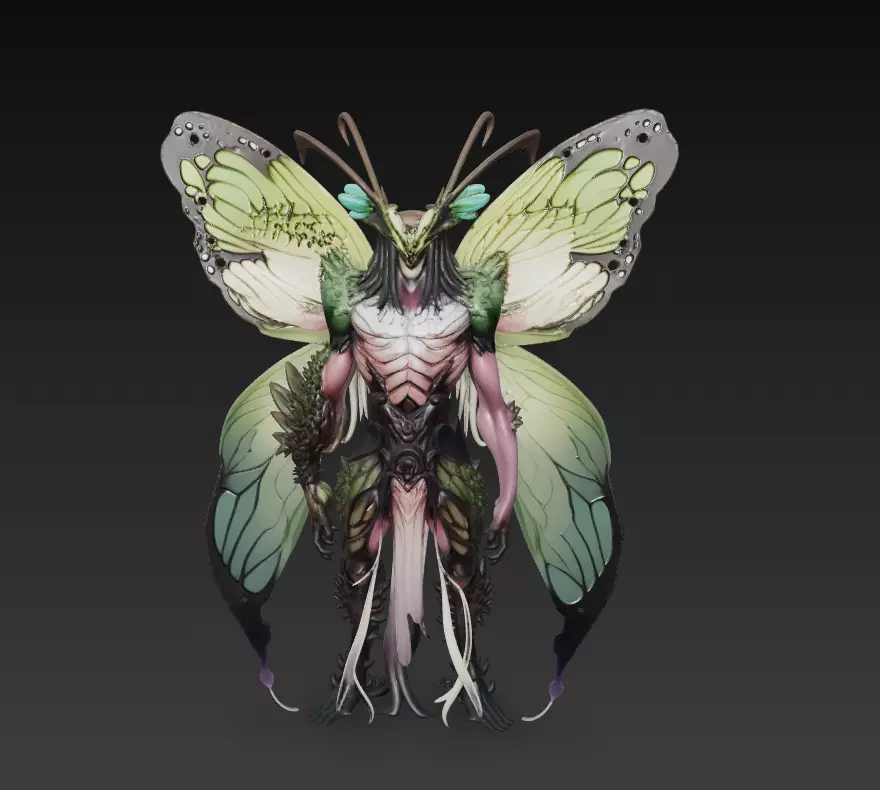 Fantasy Butterfly Warrior Stylized Insectoid Creature 3D Model 3D print model