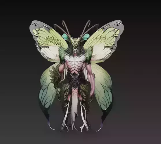Fantasy Butterfly Warrior Stylized Insectoid Creature  3D Model