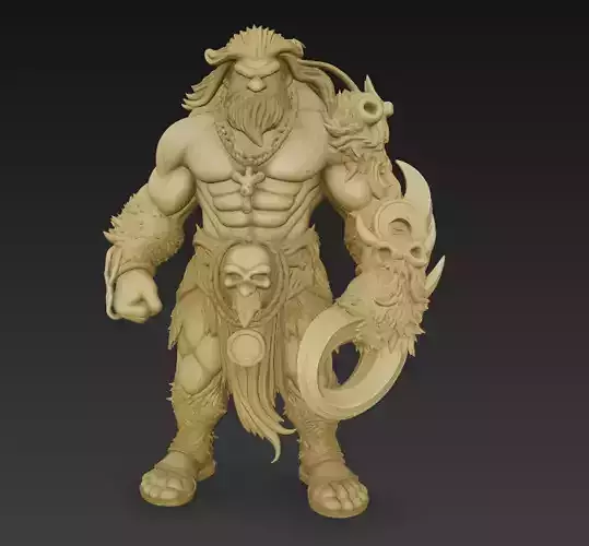 Stylized Barbarian Warrior 3D Model-Fantasy Sculpture-Game  3D print model