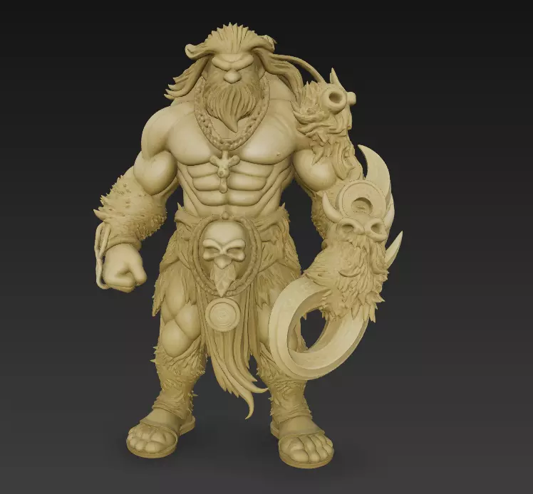 Stylized Barbarian Warrior 3D Model-Fantasy Sculpture-Game  3D print model_0