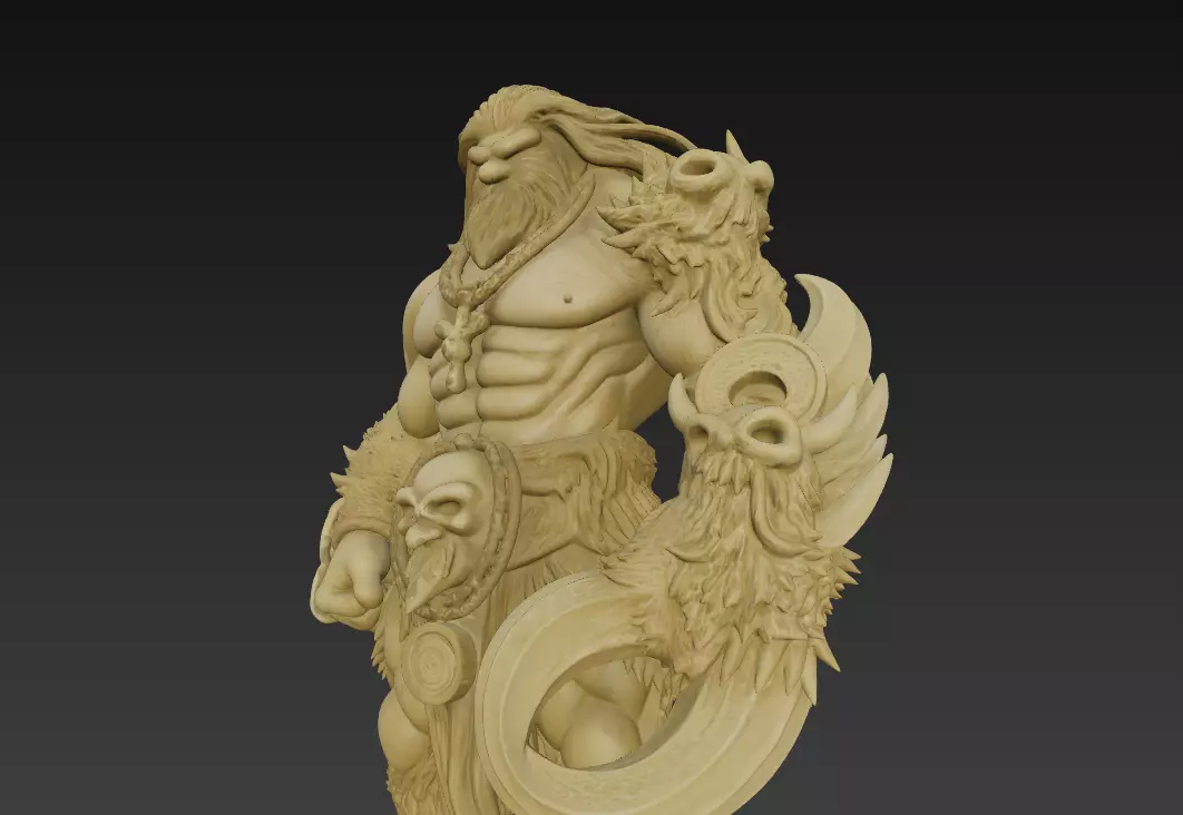 Stylized Barbarian Warrior 3D Model-Fantasy Sculpture-Game  3D print model_3