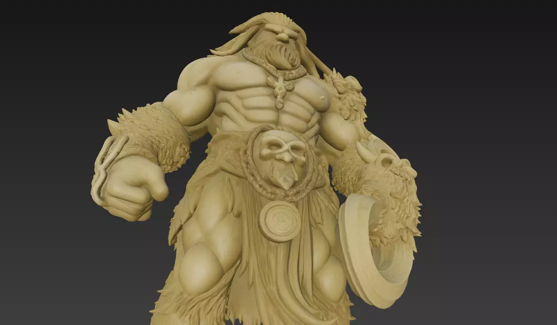 Stylized Barbarian Warrior 3D Model-Fantasy Sculpture-Game  3D print model_4