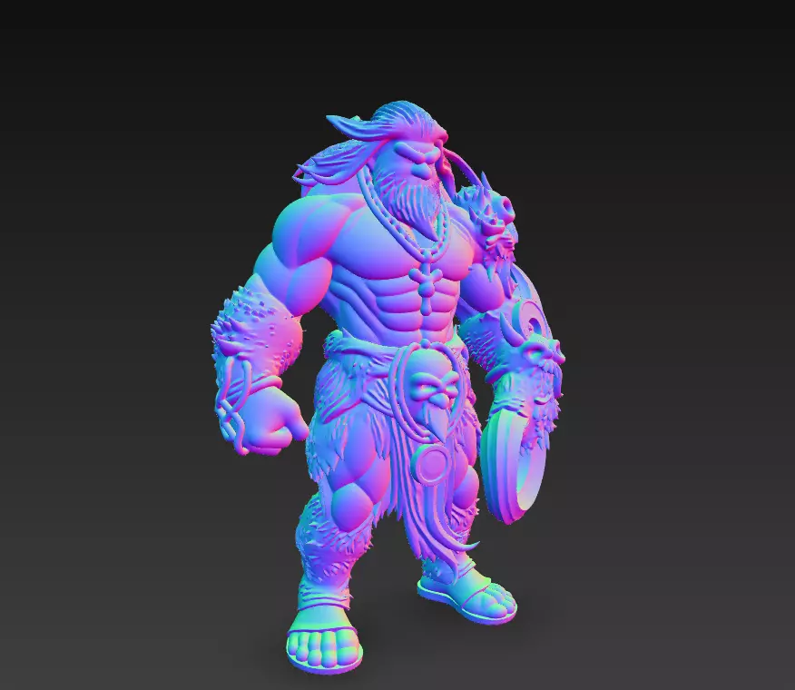 Stylized Barbarian Warrior 3D Model-Fantasy Sculpture-Game  3D print model_7