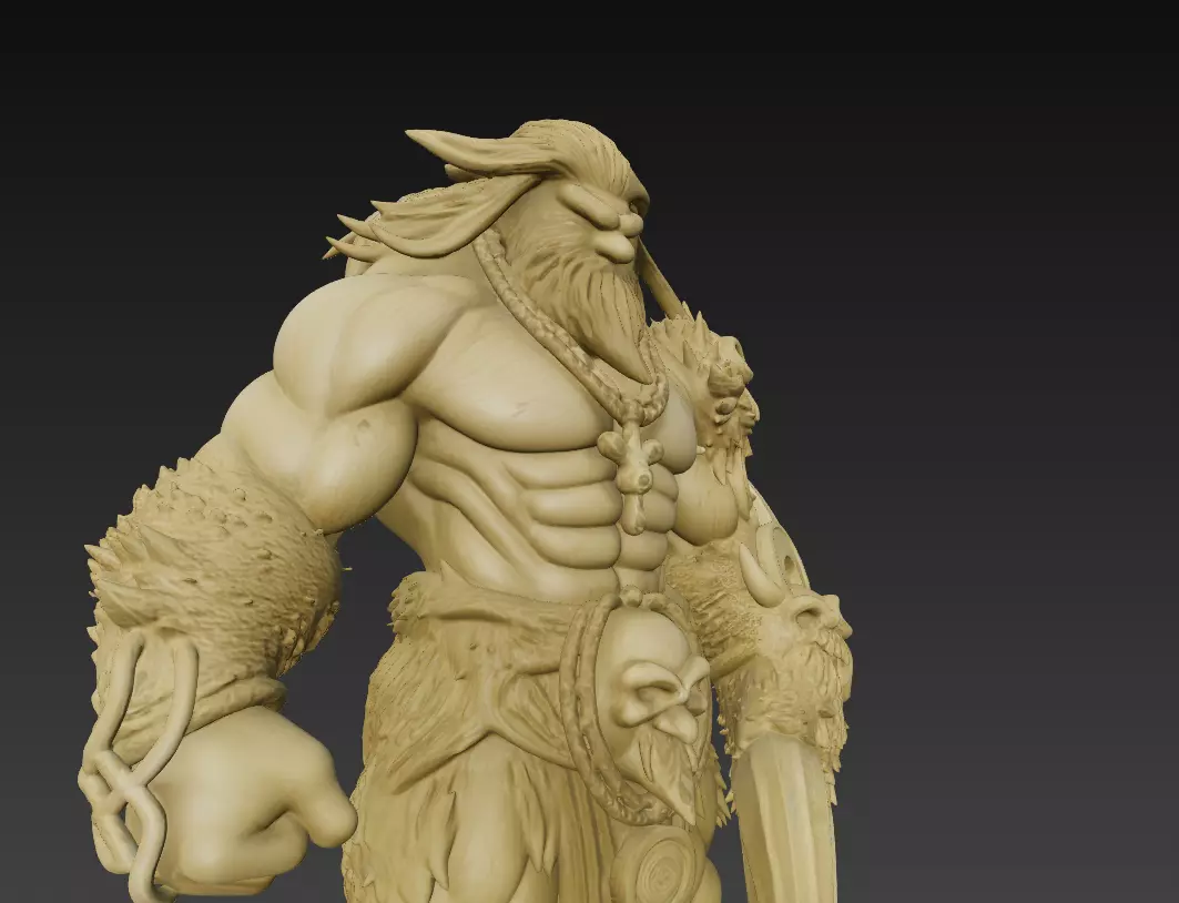 Stylized Barbarian Warrior 3D Model-Fantasy Sculpture-Game  3D print model_2