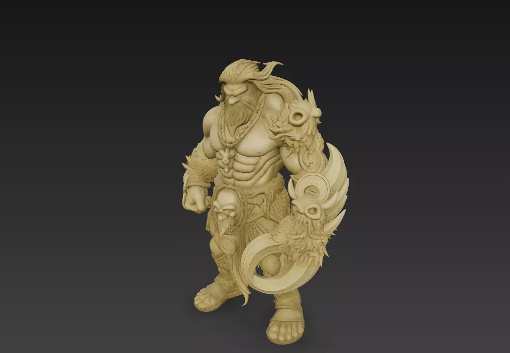Stylized Barbarian Warrior 3D Model-Fantasy Sculpture-Game  3D print model_6