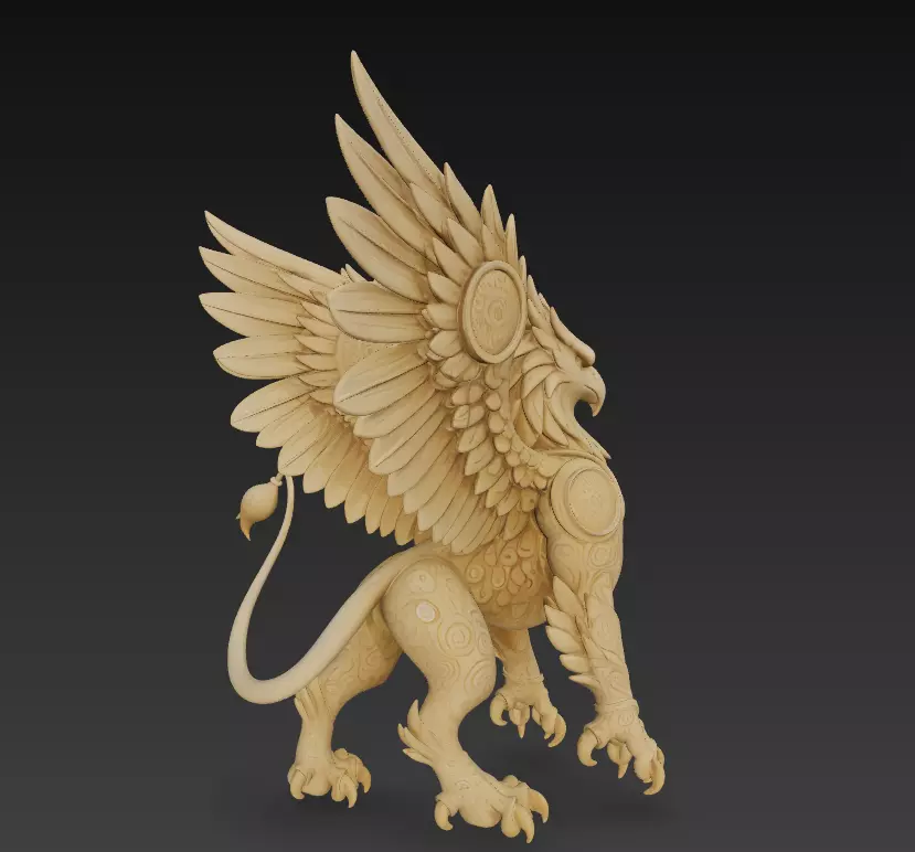 Stylized Griffin 3D Model - Mythical Fantasy Creature 3D print model_2