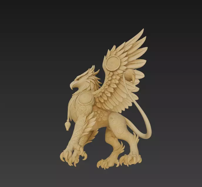 Stylized Griffin 3D Model - Mythical Fantasy Creature 3D print model_4