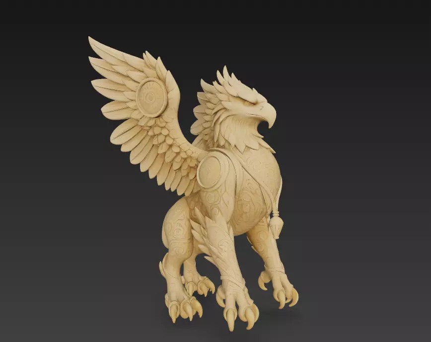 Stylized Griffin 3D Model - Mythical Fantasy Creature 3D print model_3
