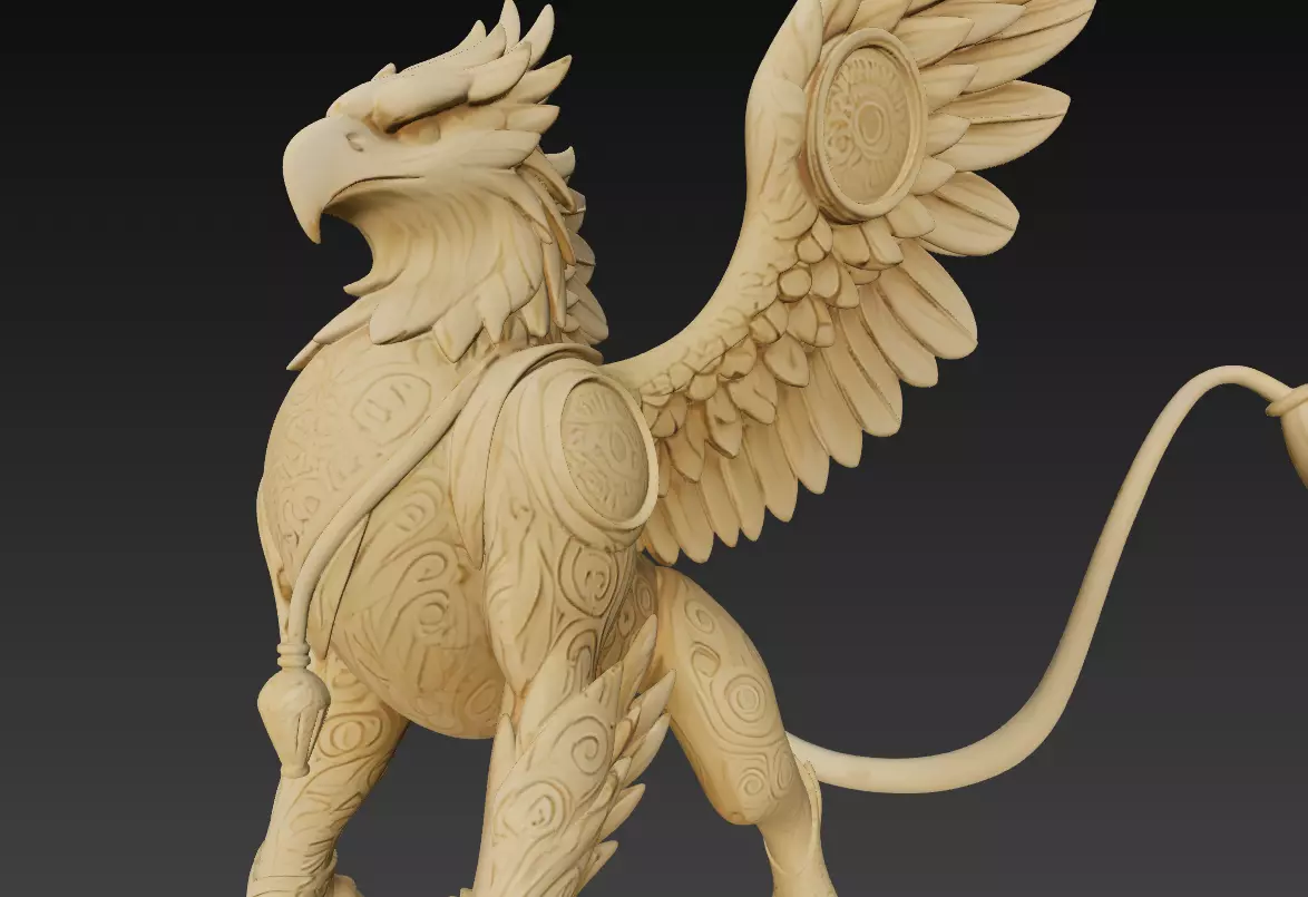 Stylized Griffin 3D Model - Mythical Fantasy Creature 3D print model_7