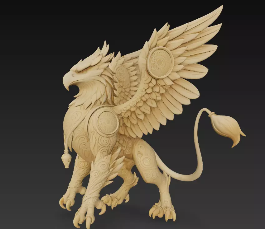Stylized Griffin 3D Model - Mythical Fantasy Creature 3D print model_1
