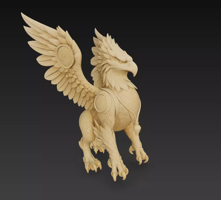 Stylized Griffin 3D Model - Mythical Fantasy Creature 3D print model_5