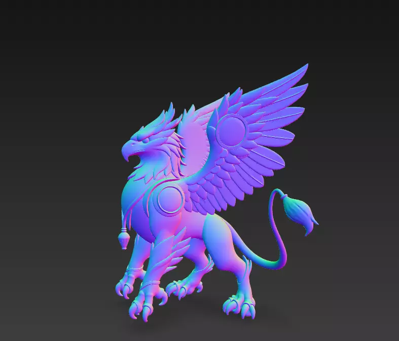 Stylized Griffin 3D Model - Mythical Fantasy Creature 3D print model_9