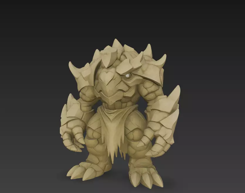 Stylized Fantasy Golem 3D Model Stone Guardian Creature 3D print model_5