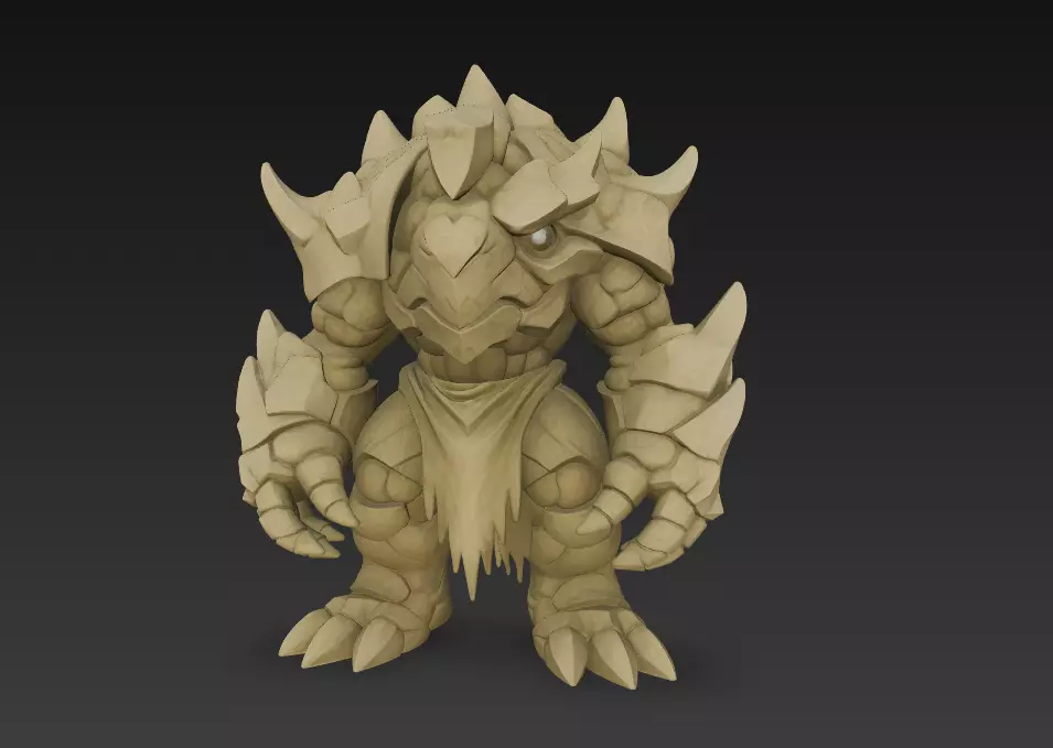Stylized Fantasy Golem 3D Model Stone Guardian Creature 3D print model_2