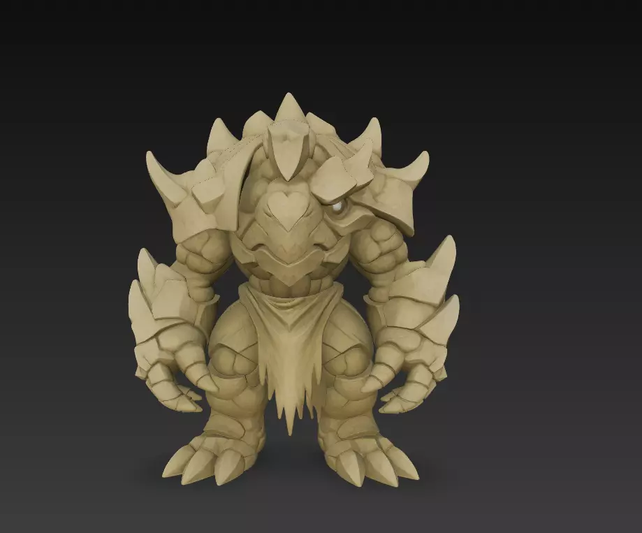 Stylized Fantasy Golem 3D Model Stone Guardian Creature 3D print model_1