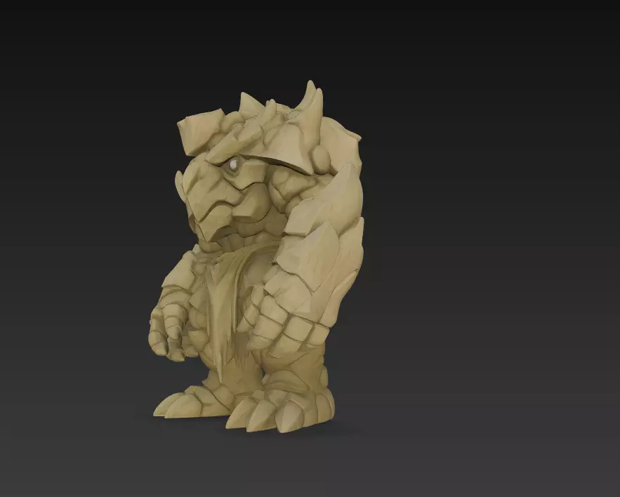 Stylized Fantasy Golem 3D Model Stone Guardian Creature 3D print model_6