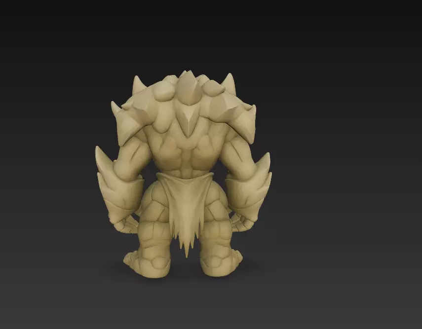 Stylized Fantasy Golem 3D Model Stone Guardian Creature 3D print model_3