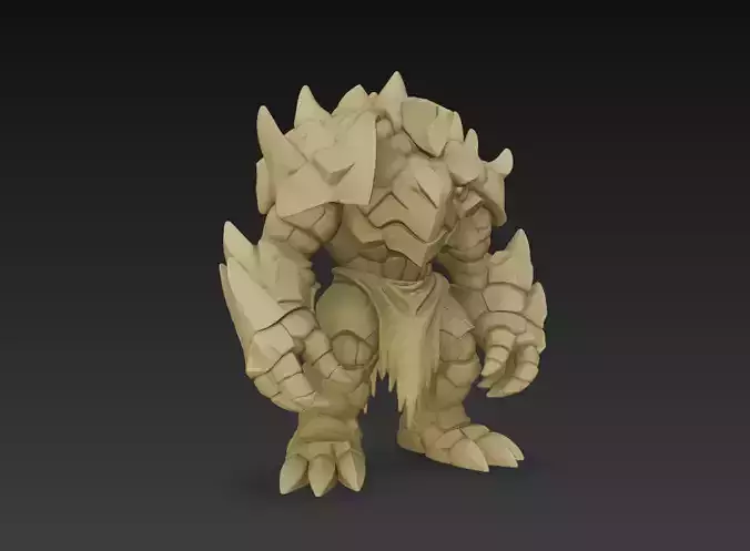 Stylized Fantasy Golem 3D Model Stone Guardian Creature 3D print model