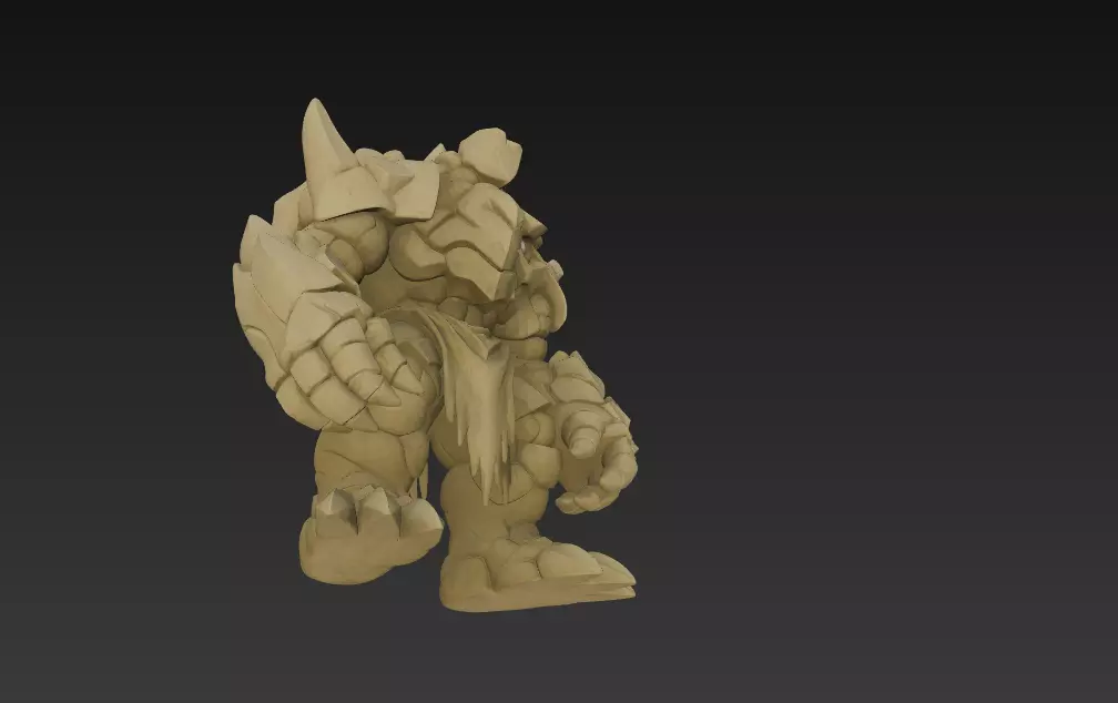 Stylized Fantasy Golem 3D Model Stone Guardian Creature 3D print model_7