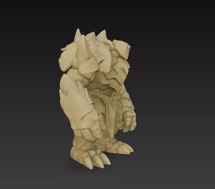 Stylized Fantasy Golem 3D Model Stone Guardian Creature 3D print model_4