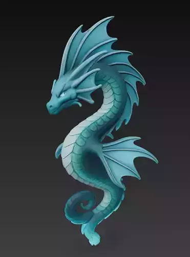 Sea Dragon 3D Model - Mythical Ocean Serpent Creature