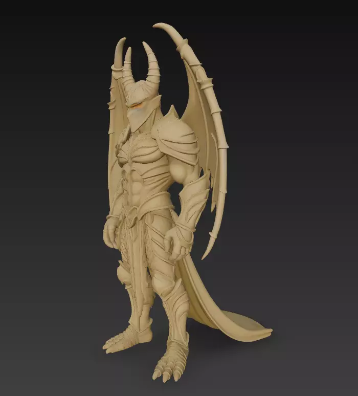 Demon King - Dark Fantasy Creature with Wings - High-Detail 3D print model_1