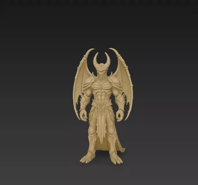Demon King - Dark Fantasy Creature with Wings - High-Detail 3D print model_5