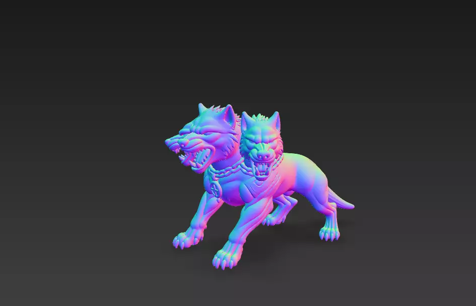 Stylized Cerberus 3D Model - Three-Headed Mythical Creature 3D print model_8