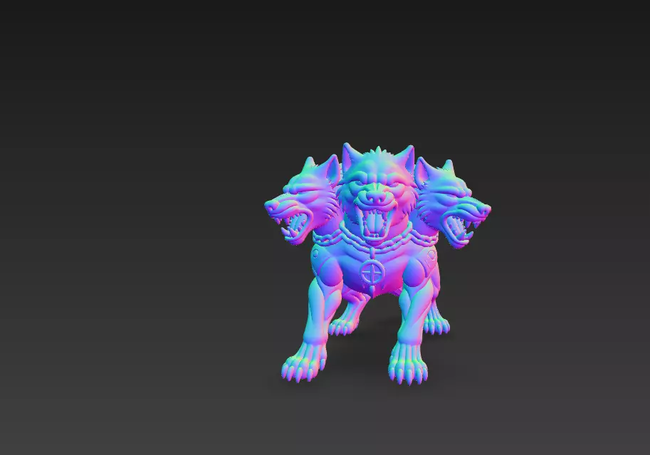 Stylized Cerberus 3D Model - Three-Headed Mythical Creature 3D print model_9