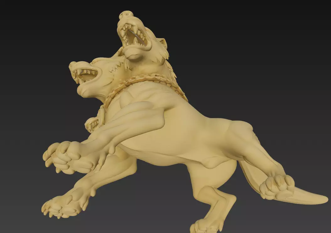 Stylized Cerberus 3D Model - Three-Headed Mythical Creature 3D print model_7