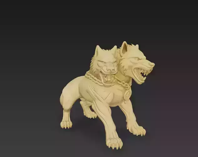 Stylized Cerberus 3D Model - Three-Headed Mythical Creature 3D print model