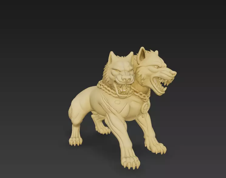 Stylized Cerberus 3D Model - Three-Headed Mythical Creature 3D print model_0