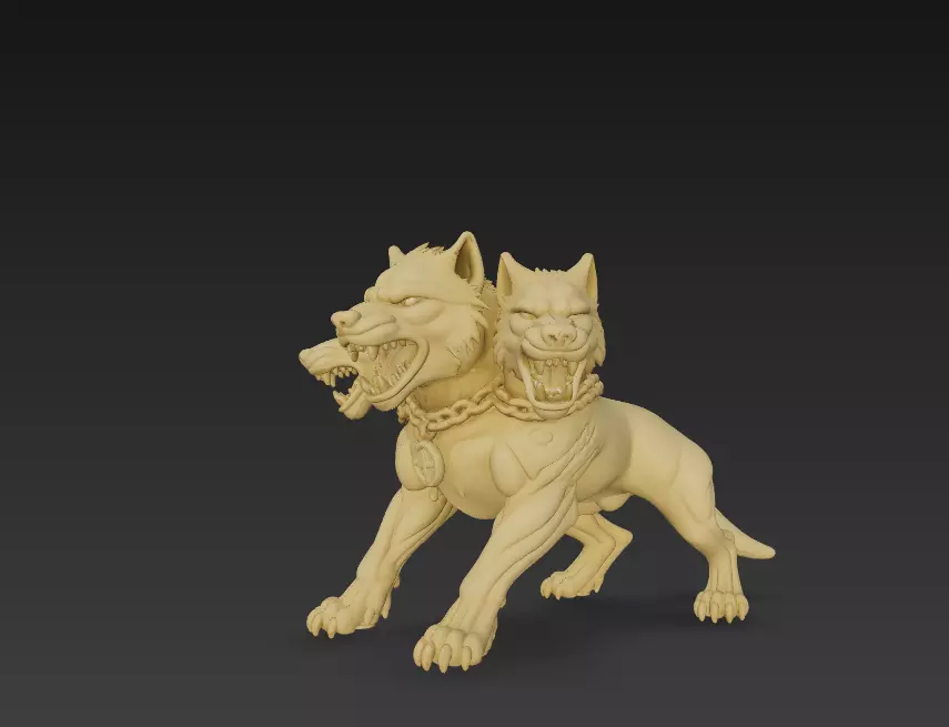 Stylized Cerberus 3D Model - Three-Headed Mythical Creature 3D print model_1