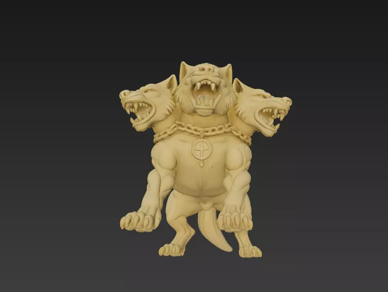 Stylized Cerberus 3D Model - Three-Headed Mythical Creature 3D print model_2