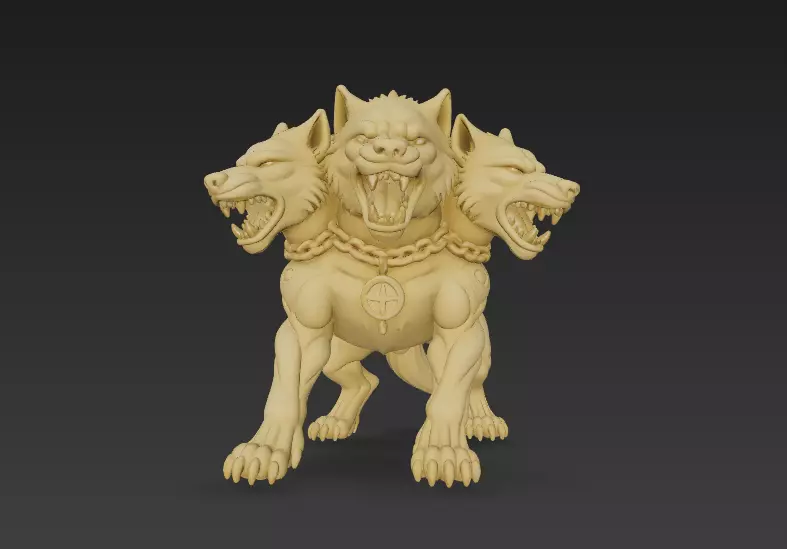 Stylized Cerberus 3D Model - Three-Headed Mythical Creature 3D print model_5