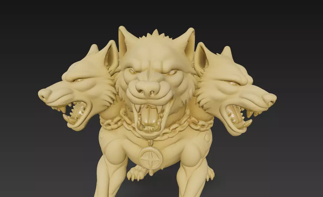 Stylized Cerberus 3D Model - Three-Headed Mythical Creature 3D print model_4
