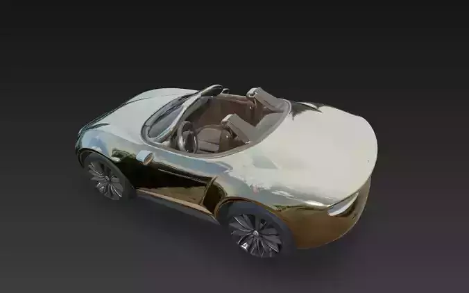 Golden Sports Car - High-Detail 3D Model